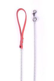 Kiotos - Hondenriem Met Ketting En Rood Handvat-Laced-up.nl