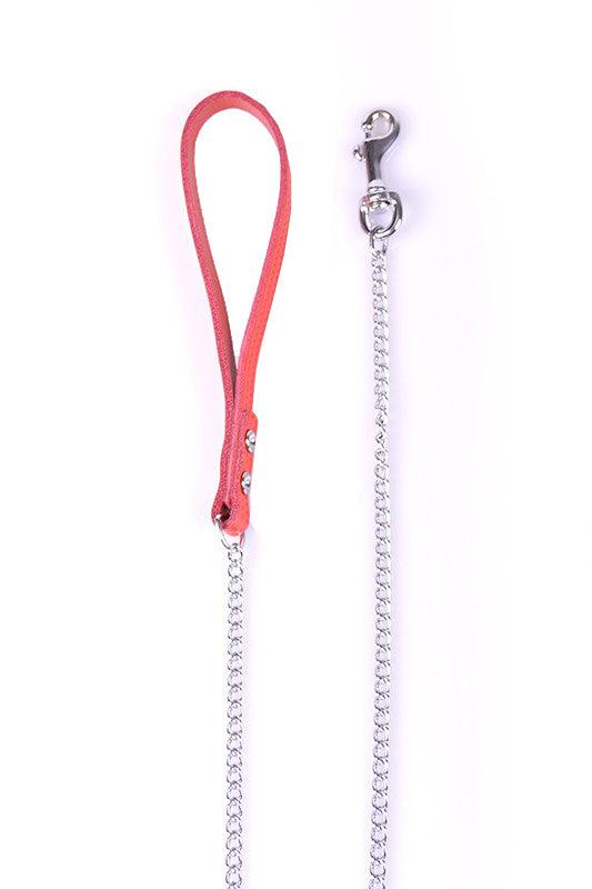 Kiotos - Hondenriem Met Ketting En Rood Handvat-Laced-up.nl
