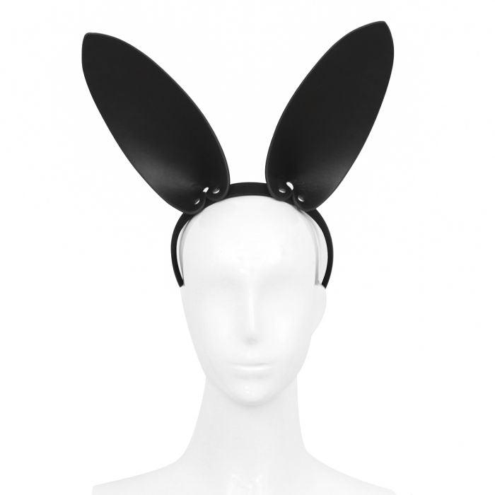 Kiotos - Hoofdband Met Zwart Leren Konijnen - Bunny Oortjes-Laced-up.nl