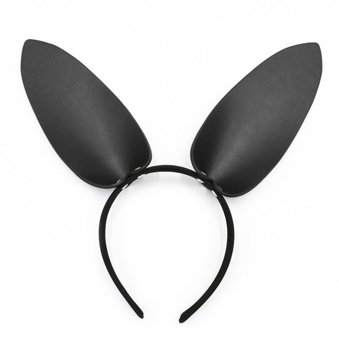 Kiotos - Hoofdband Met Zwart Leren Konijnen - Bunny Oortjes-Laced-up.nl