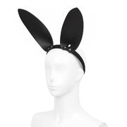 Kiotos - Hoofdband Met Zwart Leren Konijnen - Bunny Oortjes-Laced-up.nl