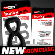 Hünkyjunk - Boomerang - Dubbele Cockring met Ballstretcher - Zwart-Erotiekvoordeel.nl