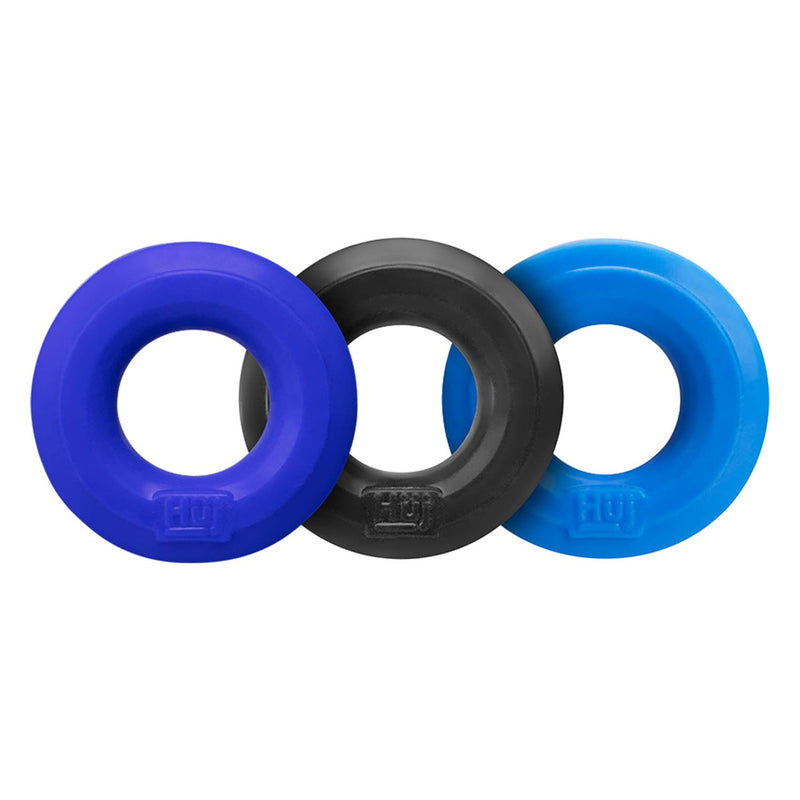 Hünkyjunk - Cockring - 3 stuks - Blauw/Zwart-Laced-up.nl