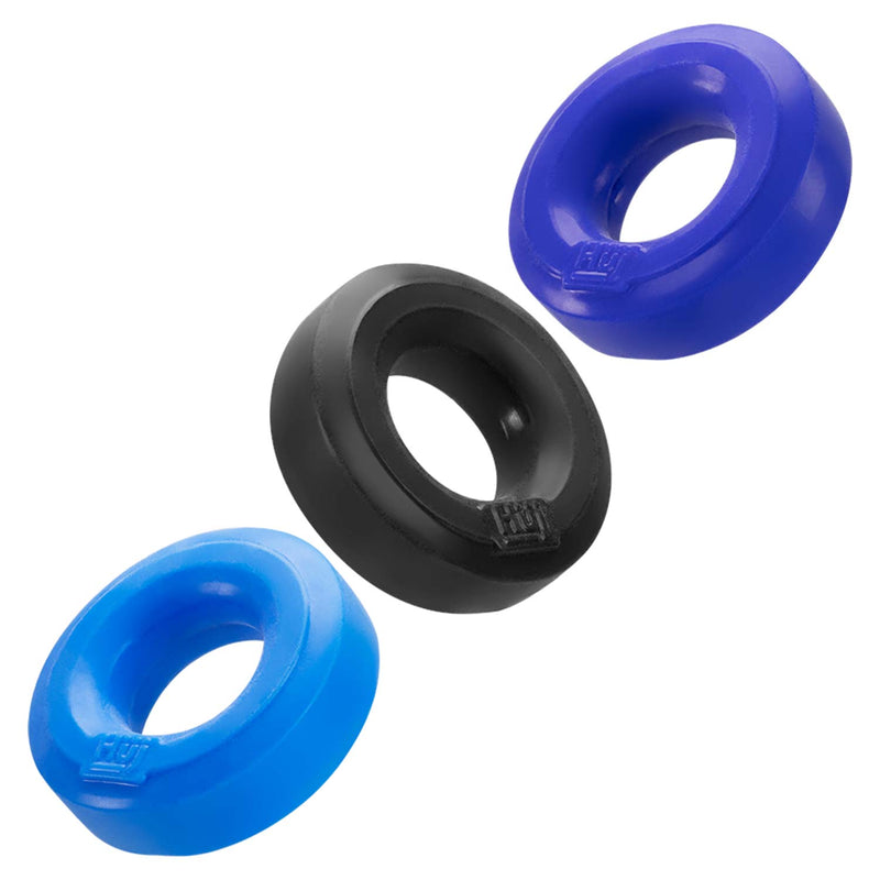 Hünkyjunk - Cockring - 3 stuks - Blauw/Zwart-Laced-up.nl