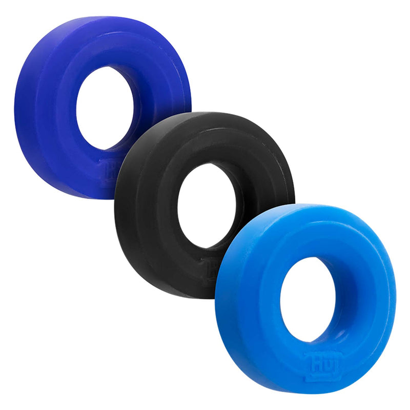 Hünkyjunk - Cockring - 3 stuks - Blauw/Zwart-Laced-up.nl