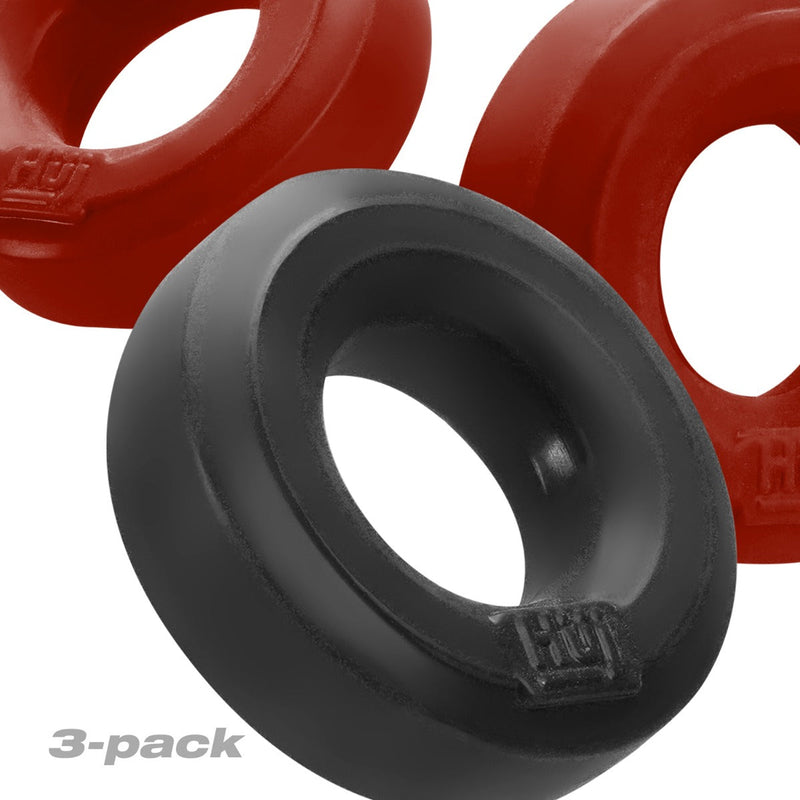 Hünkyjunk - Cockring - 3 stuks - Rood & Zwart-Laced-up.nl