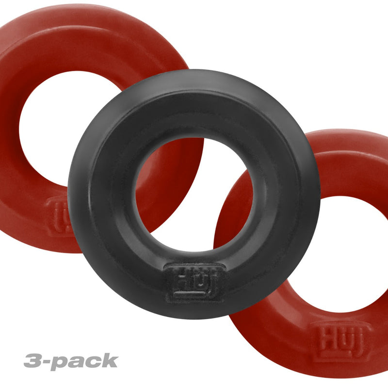 Hünkyjunk - Cockring - 3 stuks - Rood & Zwart-Laced-up.nl