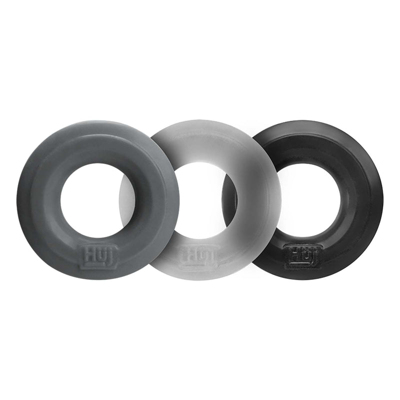 Hünkyjunk - Cockring - 3 stuks - Zwart/Wit/Grijs-Laced-up.nl