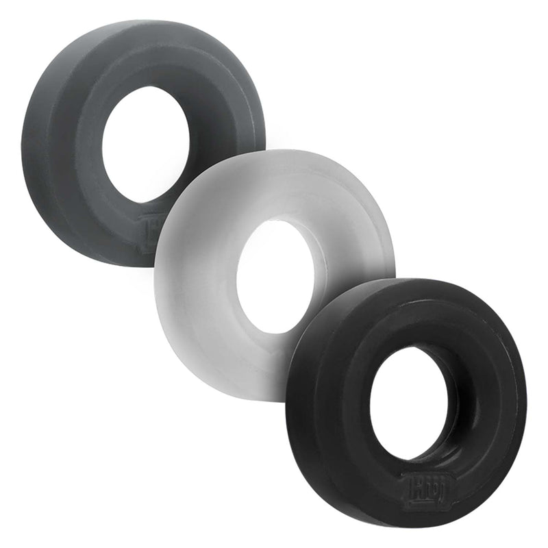 Hünkyjunk - Cockring - 3 stuks - Zwart/Wit/Grijs-Laced-up.nl
