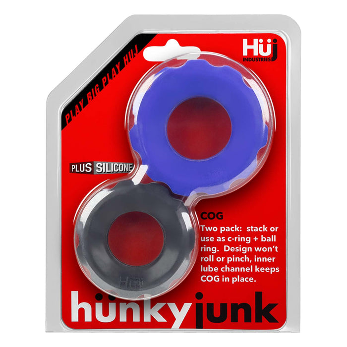 Hünkyjunk - Cog Ring - Set 2 Cockringen - Blauw/Zwart-Laced-up.nl