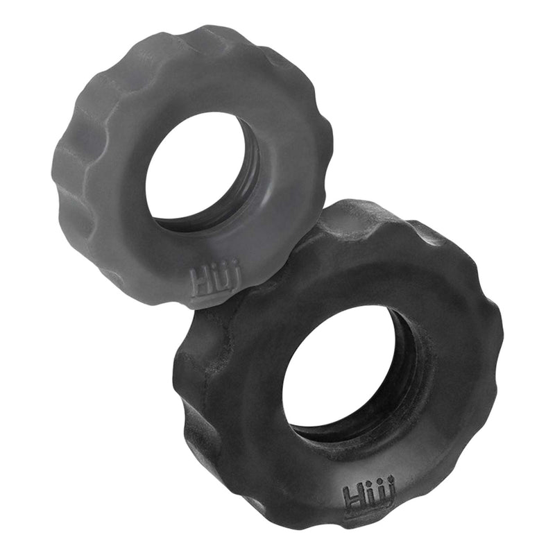 Hünkyjunk - Cog Ring - Set 2 Cockringen - Zwart/Grijs-Laced-up.nl