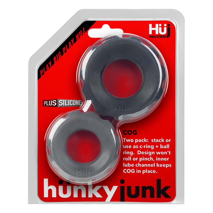 Hünkyjunk - Cog Ring - Set 2 Cockringen - Zwart/Grijs-Laced-up.nl