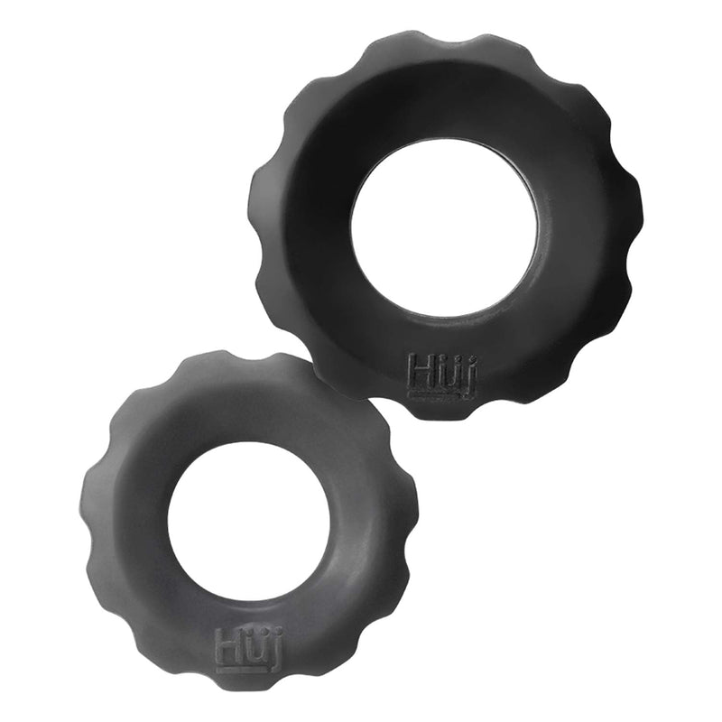 Hünkyjunk - Cog Ring - Set 2 Cockringen - Zwart/Grijs-Laced-up.nl