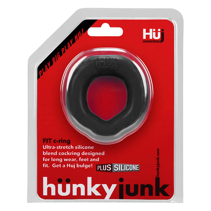 Hünkyjunk - Fit Ergo Shaped Cockring - Zwart Tar-Laced-up.nl
