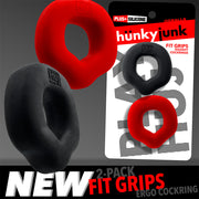 Hünkyjunk - Fit Rings - ErgoFit Cockringen - Twee Stuks - Zwart/Rood-Erotiekvoordeel.nl