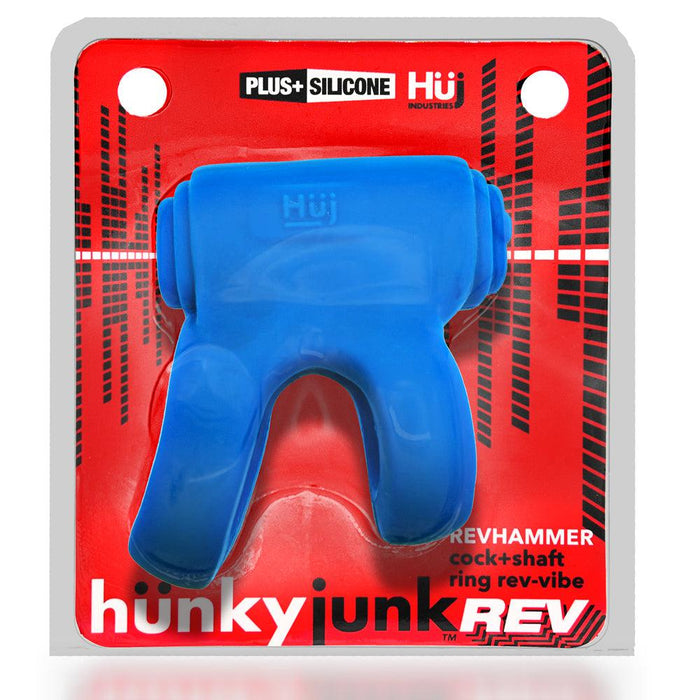 Hünkyjunk - Revhammer - Vibrerende Cockring en Schachtring - Blauw-Laced-up.nl
