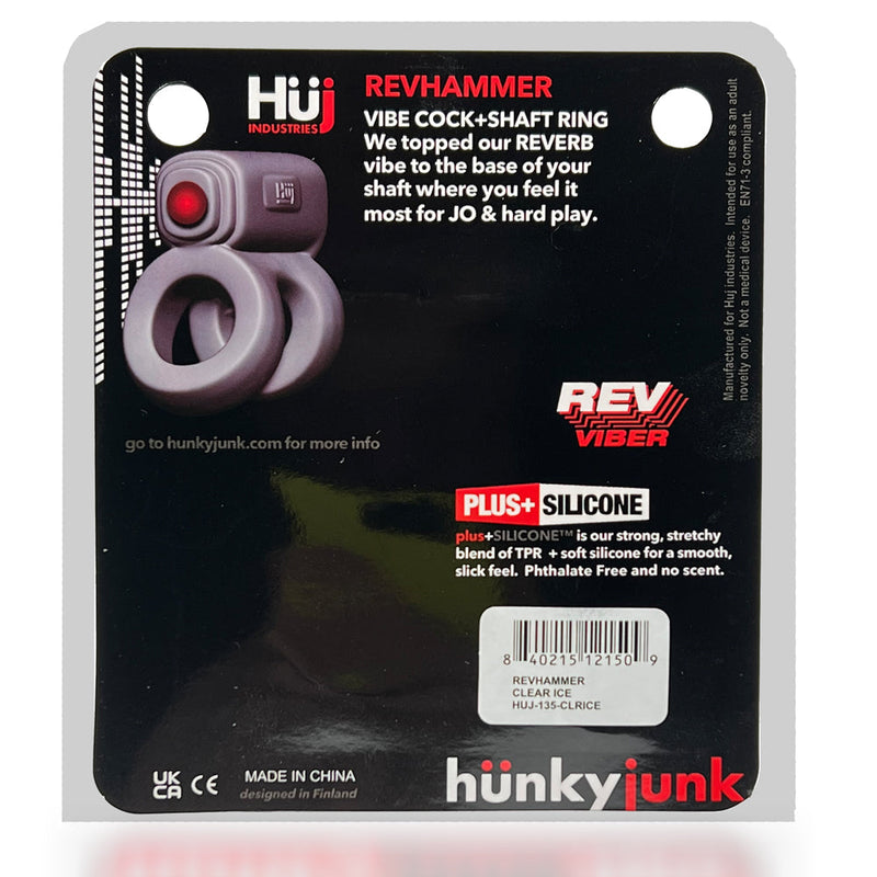 Hünkyjunk - Revhammer - Vibrerende Cockring en Schachtring - Transparant-Laced-up.nl