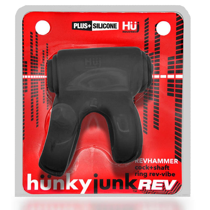Hünkyjunk - Revhammer - Vibrerende Cockring en Schachtring - Zwart-Laced-up.nl
