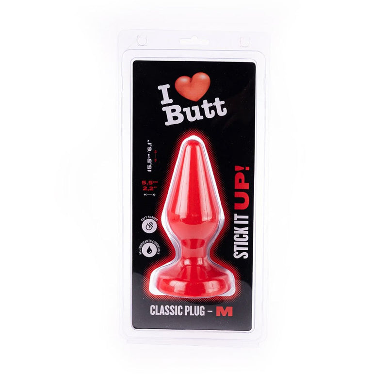 I ♥ Butt - Klassieke Buttplug - M - Rood-Laced-up.nl