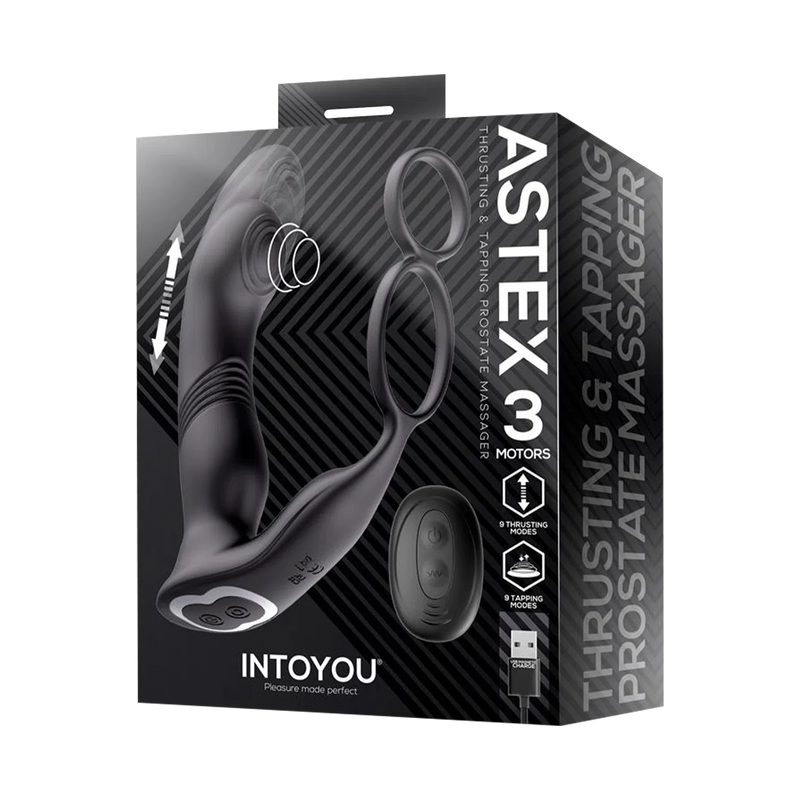 IY - Astex - Stoßender & pulsierender Prostatamassager mit Fernbedienung - Schwarz - Laced-up.nl