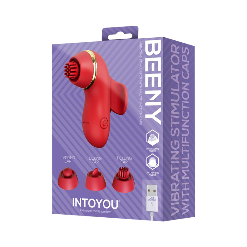IY - Beeny - Multifunctionele vibrator - Met 4 Opzetstukjes - Rood-Erotiekvoordeel.nl