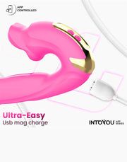 IY - Bimby - Knabbelende en Dubbel Tapping Vibrator - App Control - Roze-Erotiekvoordeel.nl