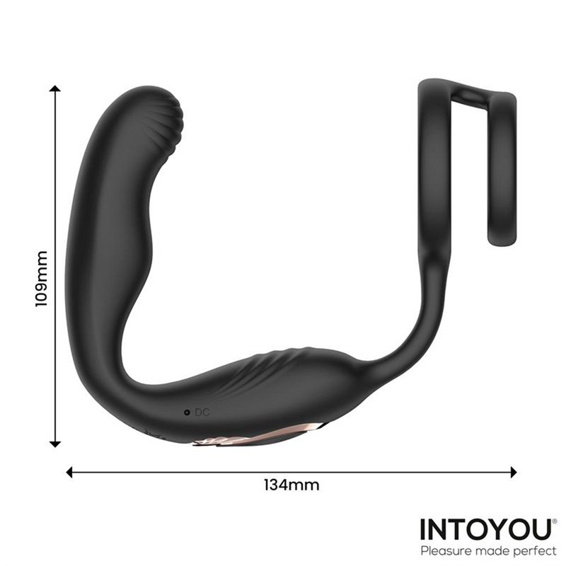 IY - Bruce - Prostaatmassager 360° - Met dubbele penisring - Zwart-Erotiekvoordeel.nl