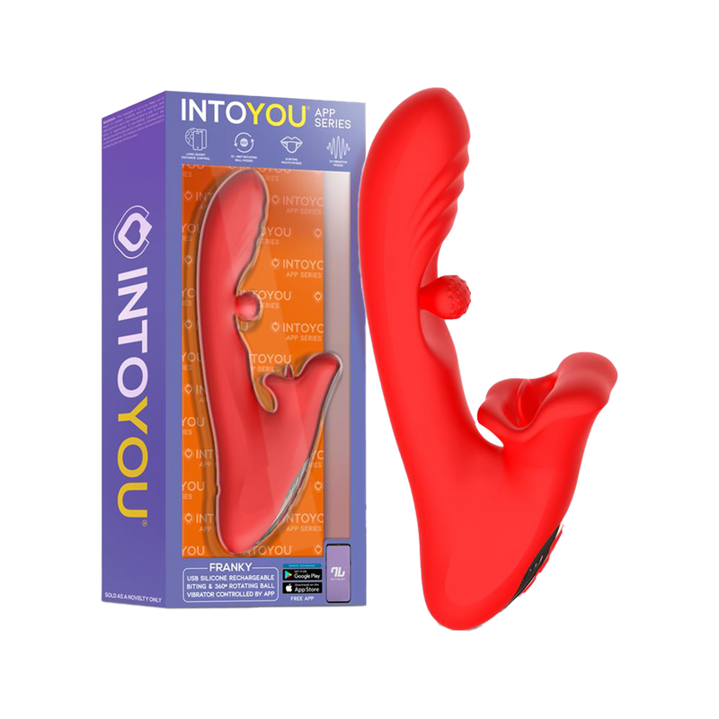 IY - Franky - Knabbelende Vibrator met Roterende Bal - Met App Control - Rood-Erotiekvoordeel.nl