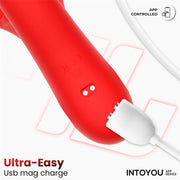 IY - Franky - Knabbelende Vibrator met Roterende Bal - Met App Control - Rood-Erotiekvoordeel.nl