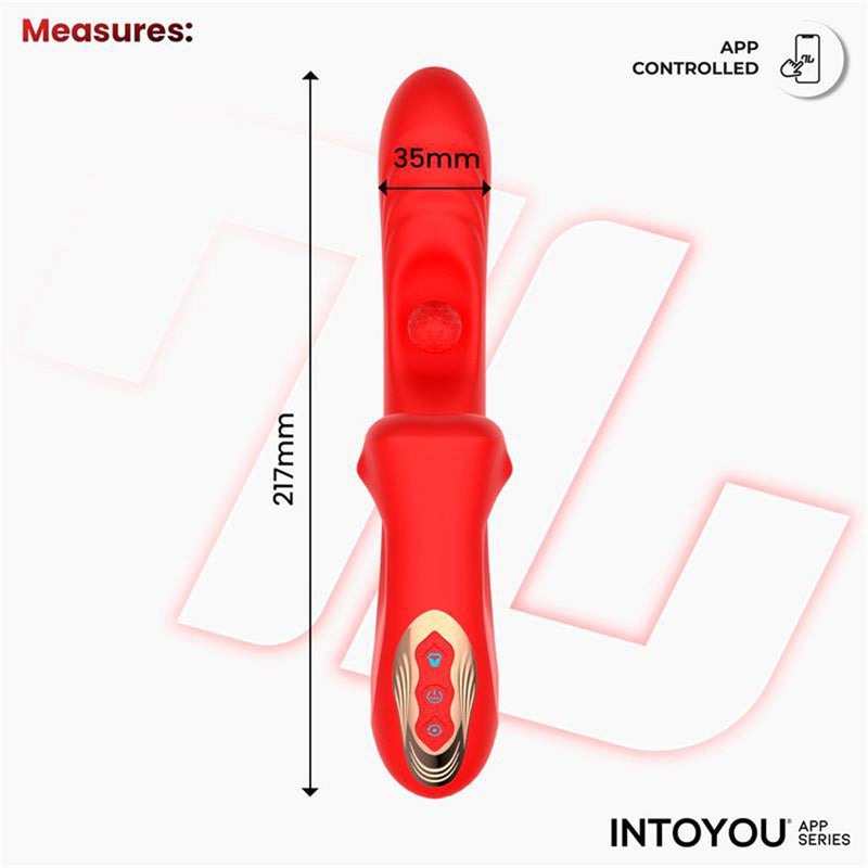 IY - Franky - Knabbelende Vibrator met Roterende Bal - Met App Control - Rood-Erotiekvoordeel.nl