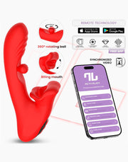 IY - Franky - Knabbelende Vibrator met Roterende Bal - Met App Control - Rood-Erotiekvoordeel.nl