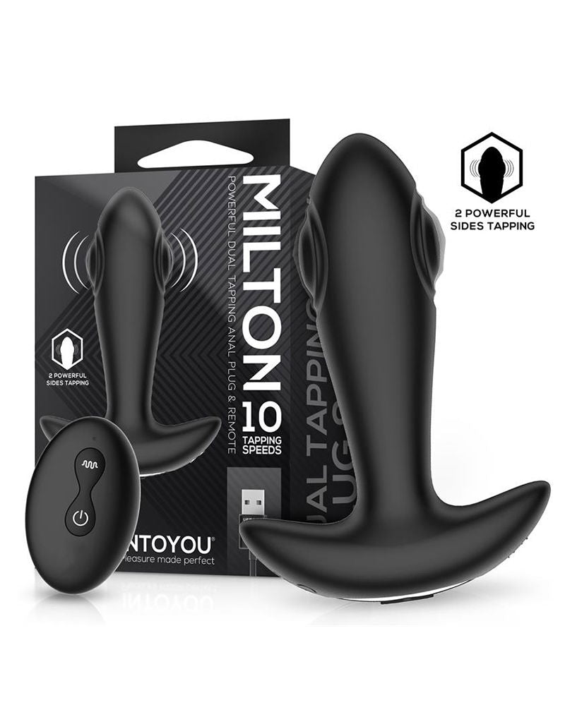 IY Milton - Vibrerende Buttplug met Dubbele Klopfunctie en Afstandsbediening - Zwart-Erotiekvoordeel.nl