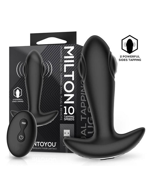 IY Milton - Vibrerende Buttplug met Dubbele Klopfunctie en Afstandsbediening - Zwart-Erotiekvoordeel.nl