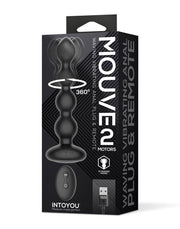 IY Mouve - Plug anal rotatif et vibrant à nervures avec télécommande - 2 moteurs - Noir - Laced-up.nl