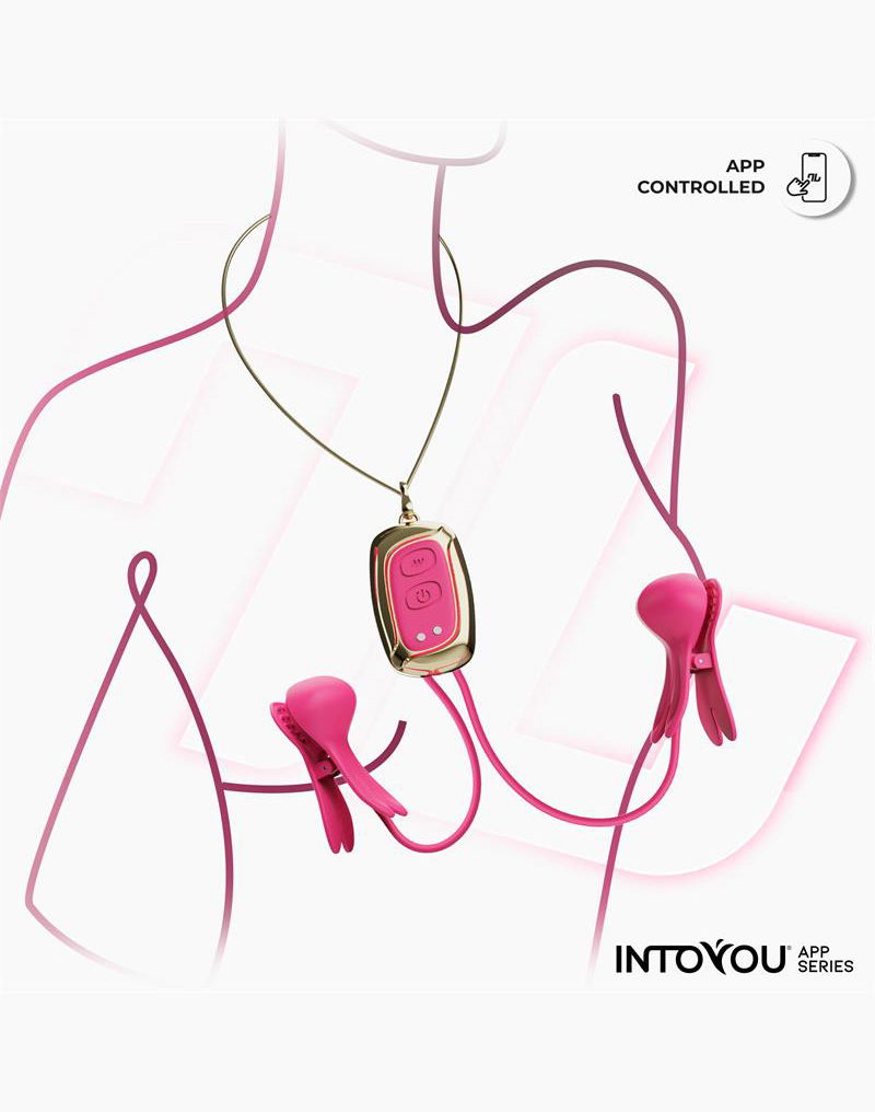 IY Tickly - Vibrerende Tepelklemmen met ketting - App Control - Roze-Erotiekvoordeel.nl