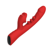 IY - Trixy - Driedubbele Kloppende Rabbit Vibrator met Likkende Tong - App Control - Rood-Erotiekvoordeel.nl