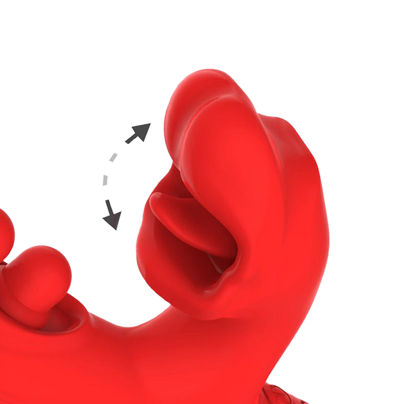 IY - Trixy - Driedubbele Kloppende Rabbit Vibrator met Likkende Tong - App Control - Rood-Erotiekvoordeel.nl
