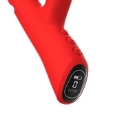 IY - Trixy - Driedubbele Kloppende Rabbit Vibrator met Likkende Tong - App Control - Rood-Erotiekvoordeel.nl