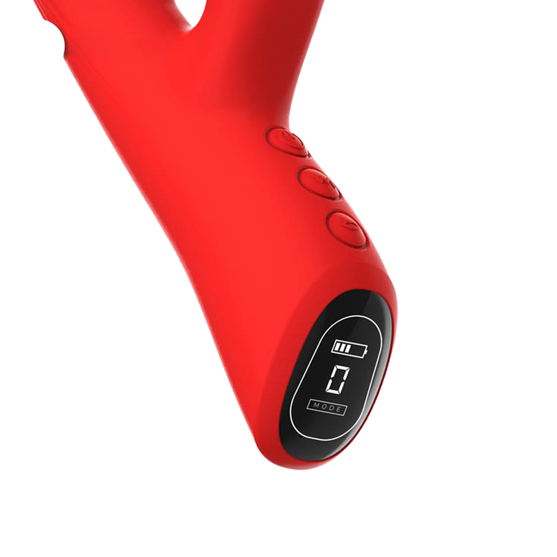 IY - Trixy - Driedubbele Kloppende Rabbit Vibrator met Likkende Tong - App Control - Rood-Erotiekvoordeel.nl