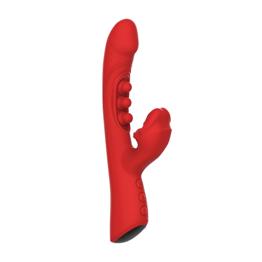 IY - Trixy - Driedubbele Kloppende Rabbit Vibrator met Likkende Tong - App Control - Rood-Erotiekvoordeel.nl