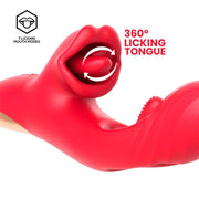 IY - Grant - Vibrator met bewegende tong en 360° likkend mondje - Rood-Erotiekvoordeel.nl