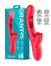 IY - Grant - Vibrator met bewegende tong en 360° likkend mondje - Rood-Erotiekvoordeel.nl