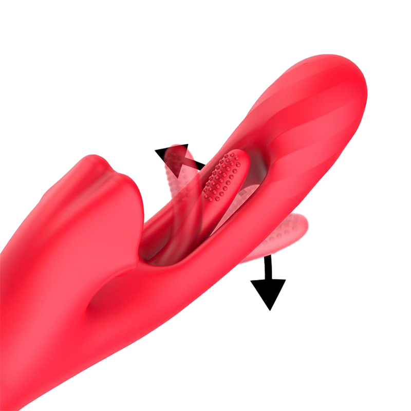 IY - Grant - Vibrator met bewegende tong en 360° likkend mondje - Rood-Erotiekvoordeel.nl