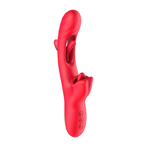 IY - Grant - Vibrator met bewegende tong en 360° likkend mondje - Rood-Erotiekvoordeel.nl