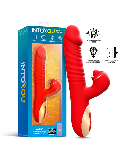 IY - Ascen - Rabbit Vibrator - Stotende en Oscillerende Rabbit Vibrator met App Control - Rood-Erotiekvoordeel.nl