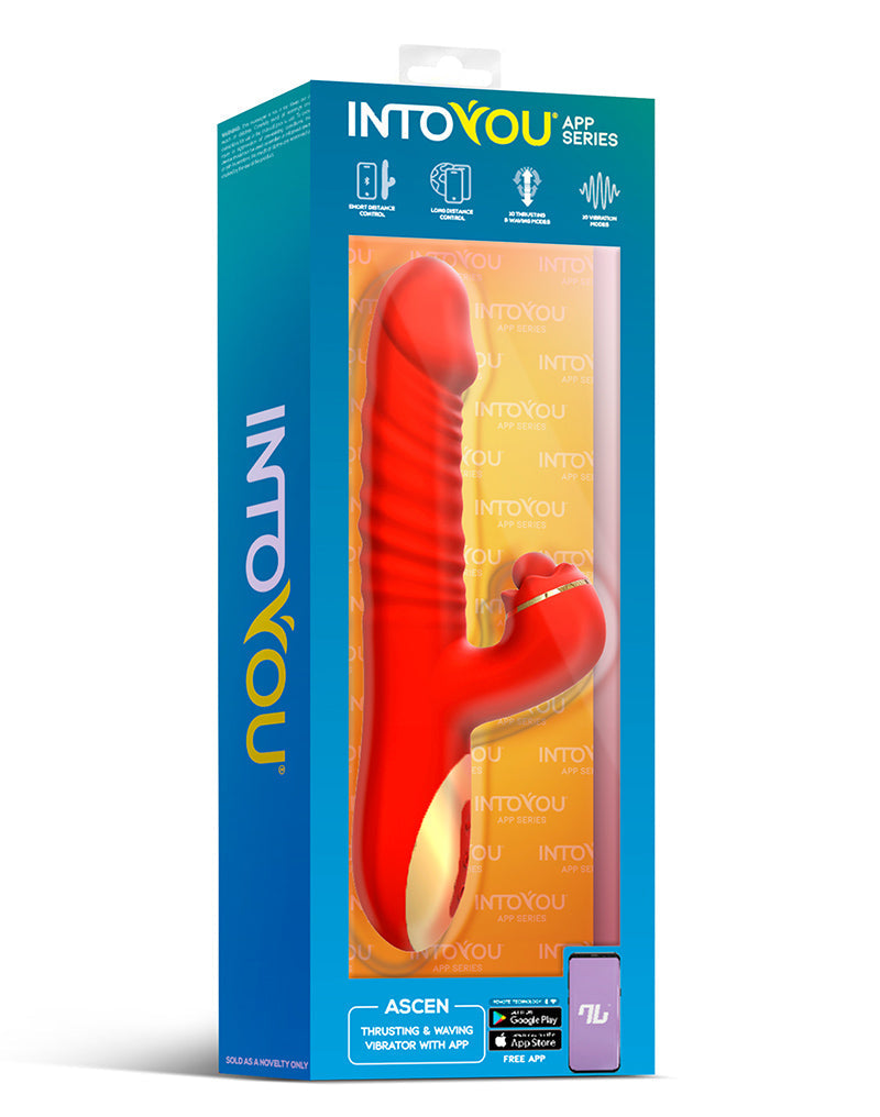 IY - Ascen - Rabbit Vibrator - Stotende en Oscillerende Rabbit Vibrator met App Control - Rood-Erotiekvoordeel.nl