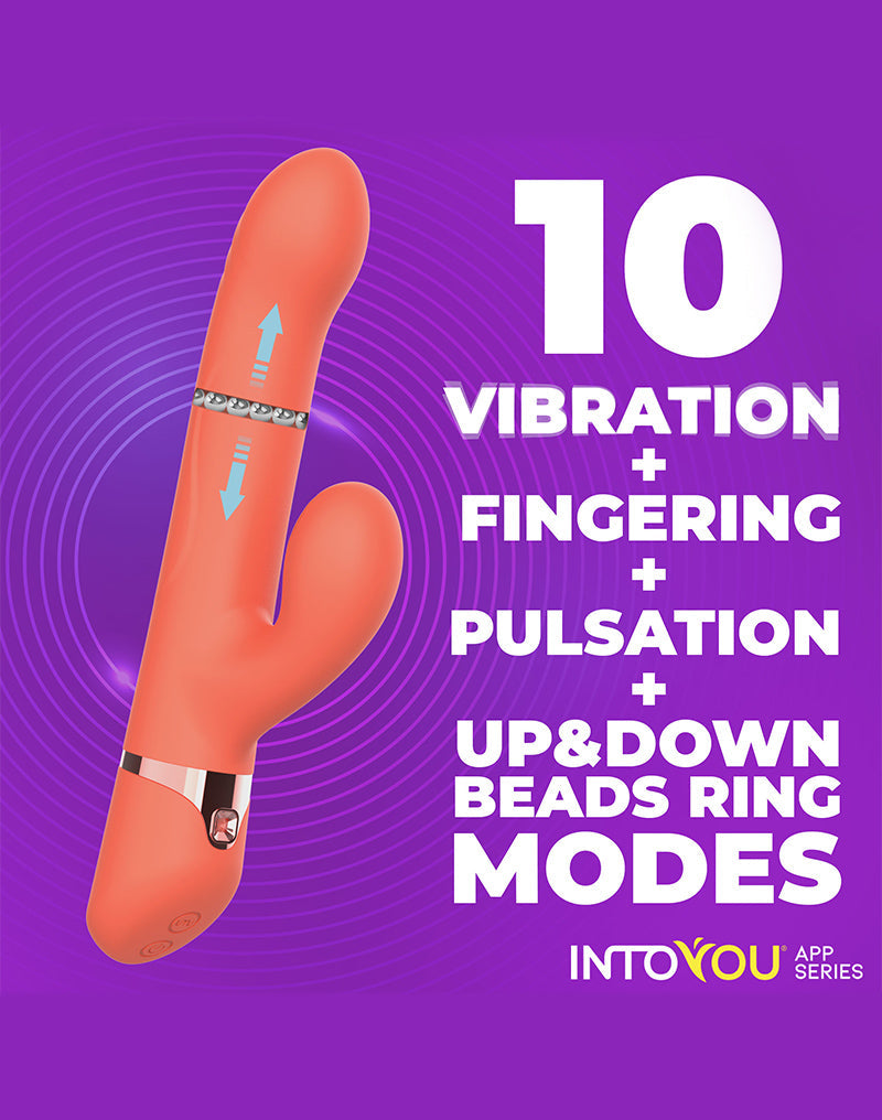 IY - Mindy - Tapping Rabbit Vibrator met Klop-functie en App - Koraal Oranje-Erotiekvoordeel.nl