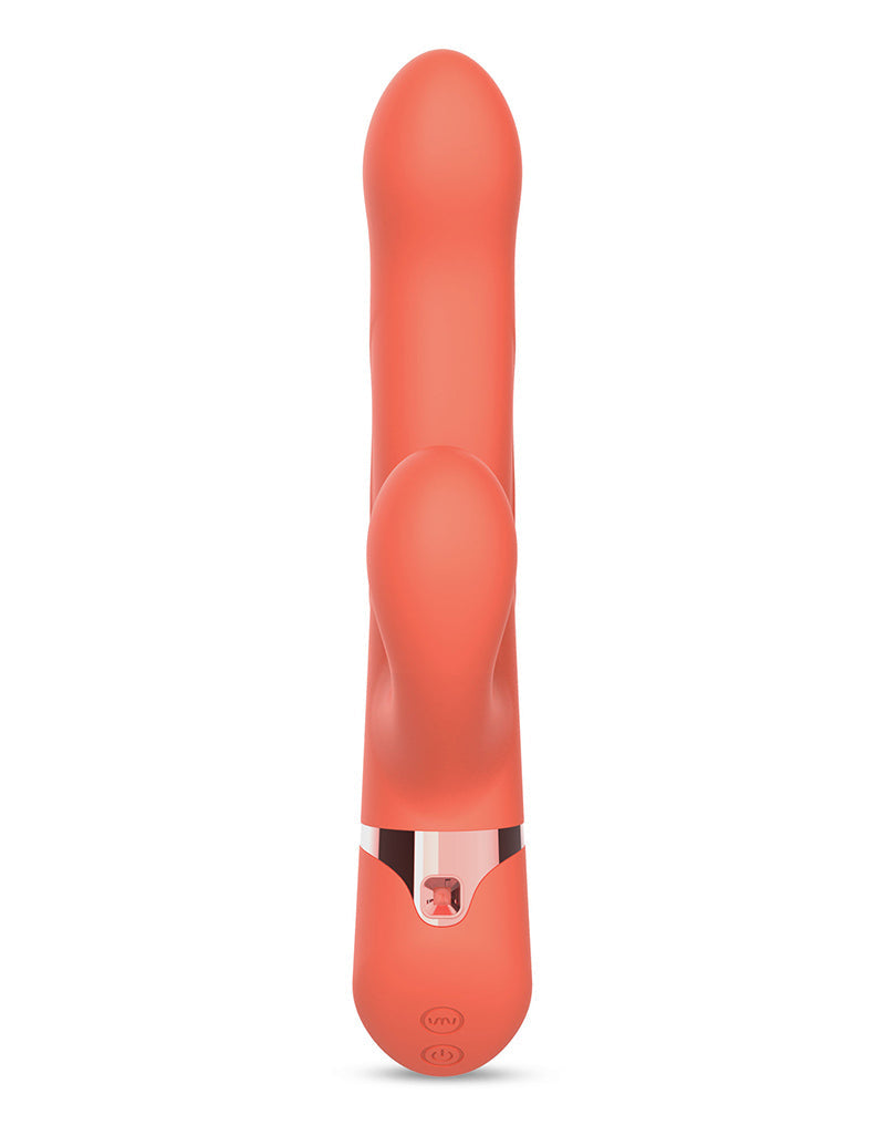 IY - Mindy - Tapping Rabbit Vibrator met Klop-functie en App - Koraal Oranje-Erotiekvoordeel.nl