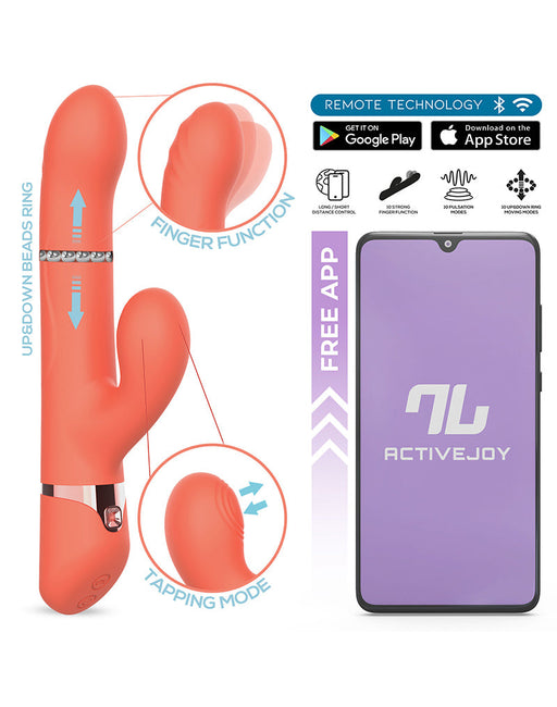 IY - Mindy - Tapping Rabbit Vibrator met Klop-functie en App - Koraal Oranje-Erotiekvoordeel.nl