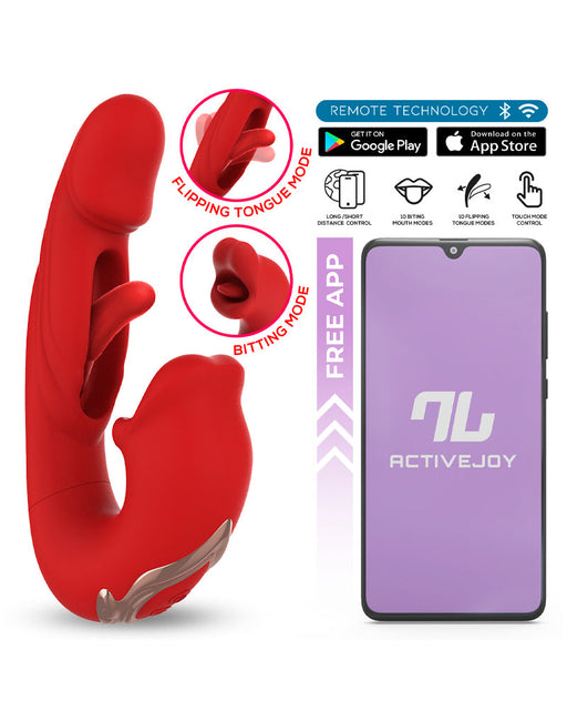IY - Mouty - Bitting & Flipping Rabbit Vibrator met App - Rood-Erotiekvoordeel.nl